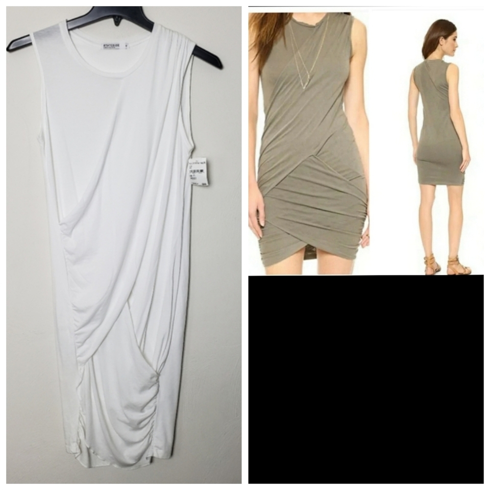 NWT Stateside White Crossover Draped Ruched Dress Size M